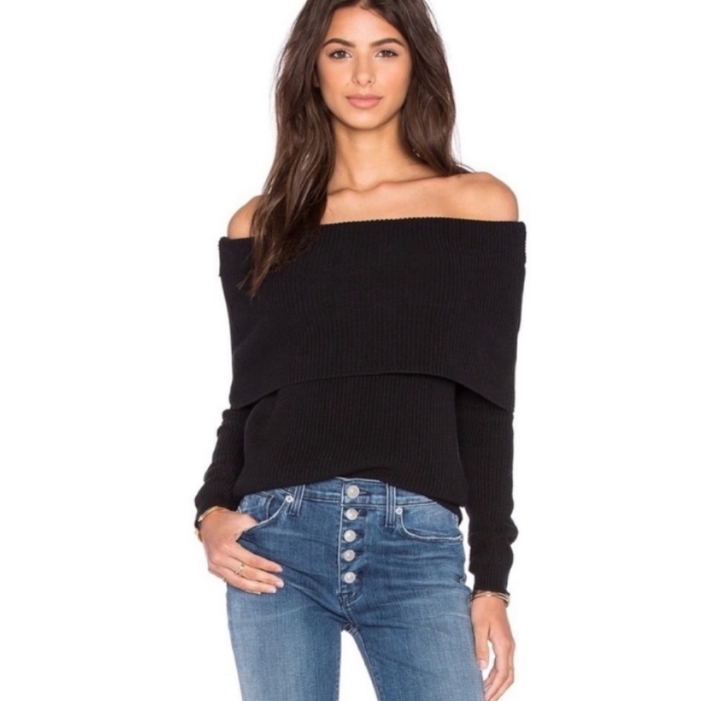Lovers + friends black off shoulder sweater